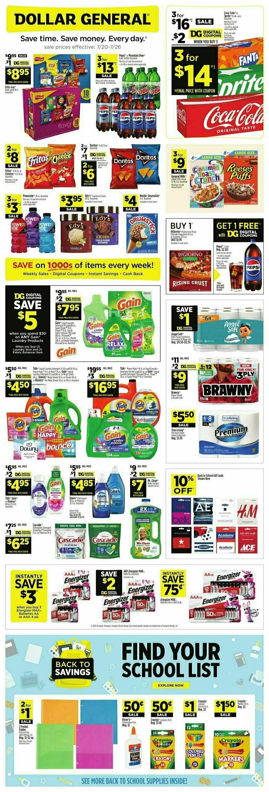 Dollar General Weekly Ad from July 20