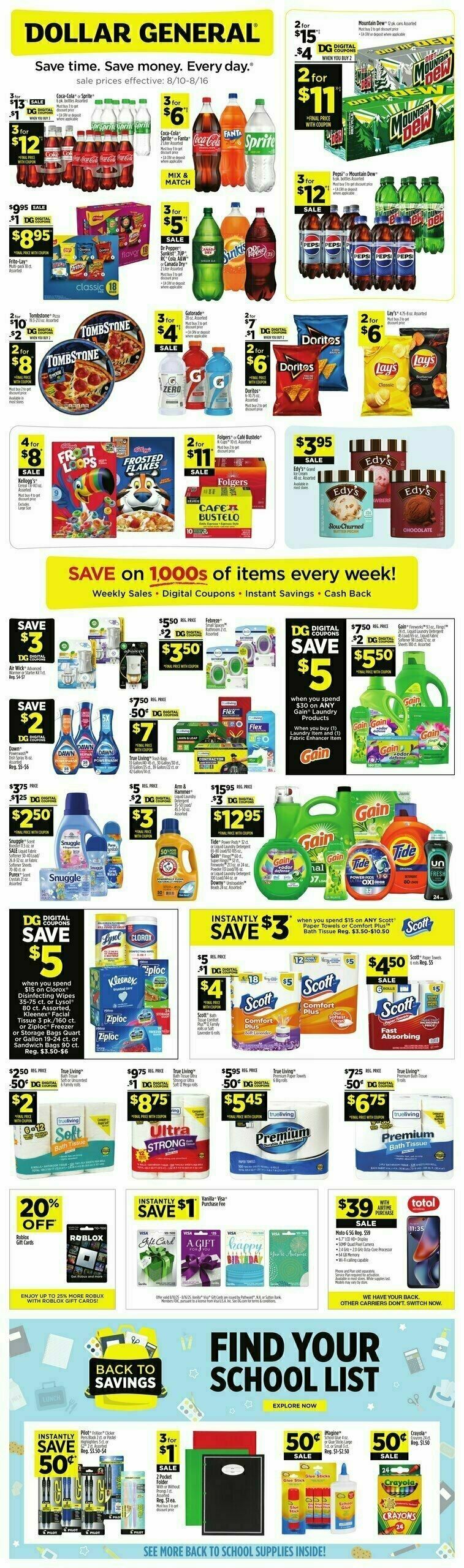 Dollar General Weekly Ad from August 10
