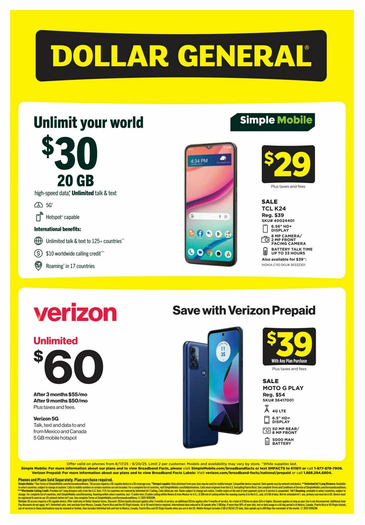 Dollar General Wireless Deals Weekly Ad from August 17