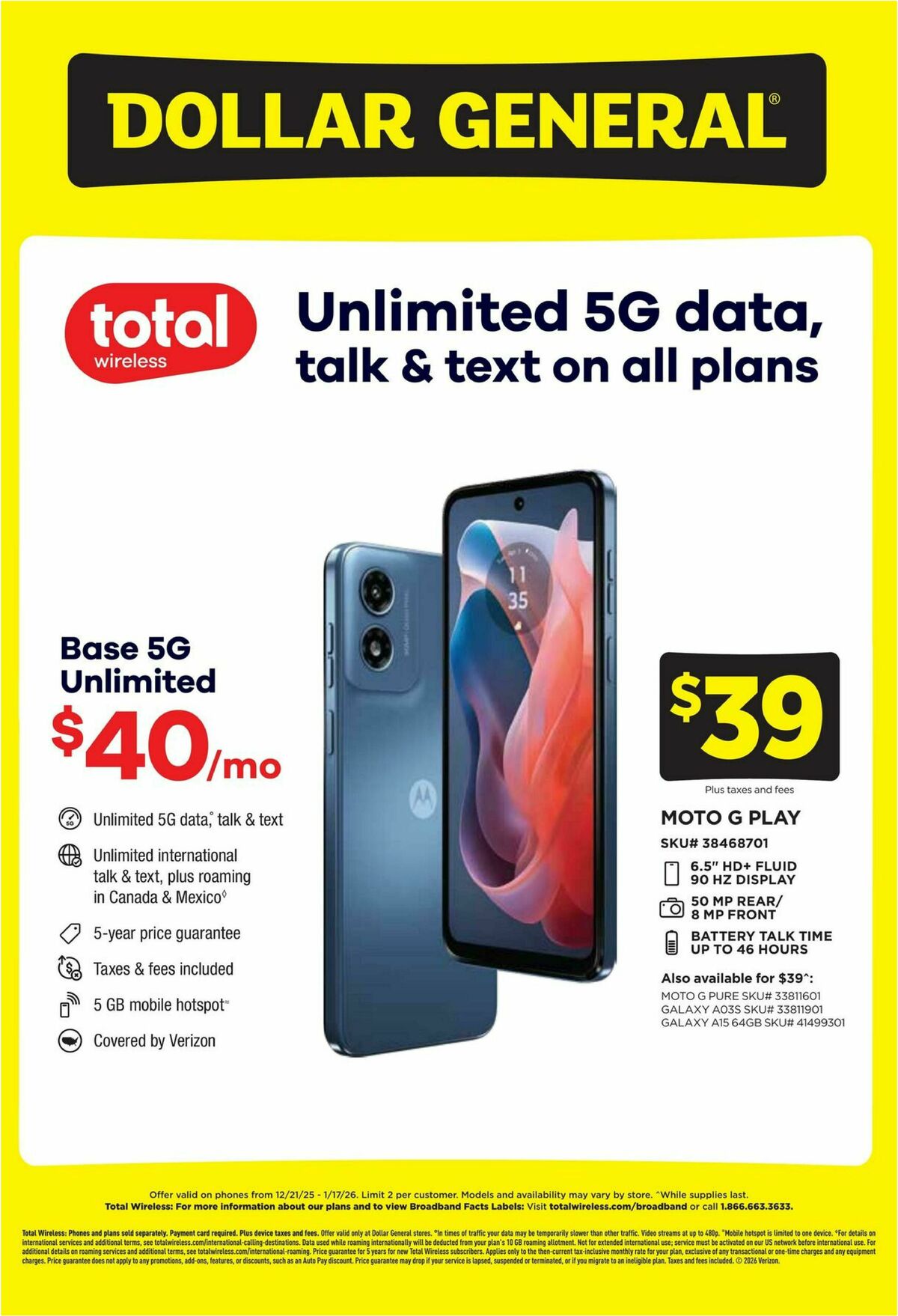Dollar General Wireless Deals Weekly Ad from December 21