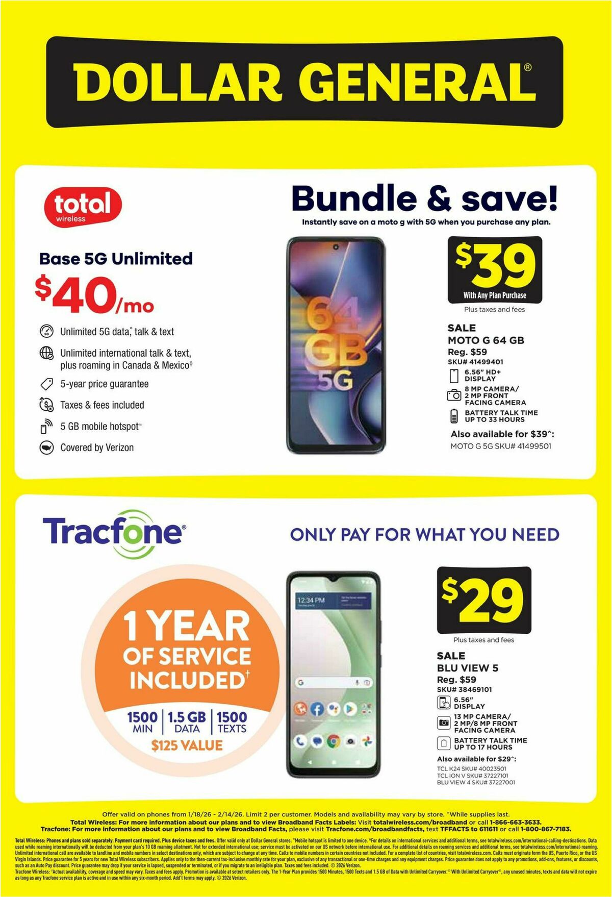 Dollar General Wireless Deals Weekly Ad from January 18
