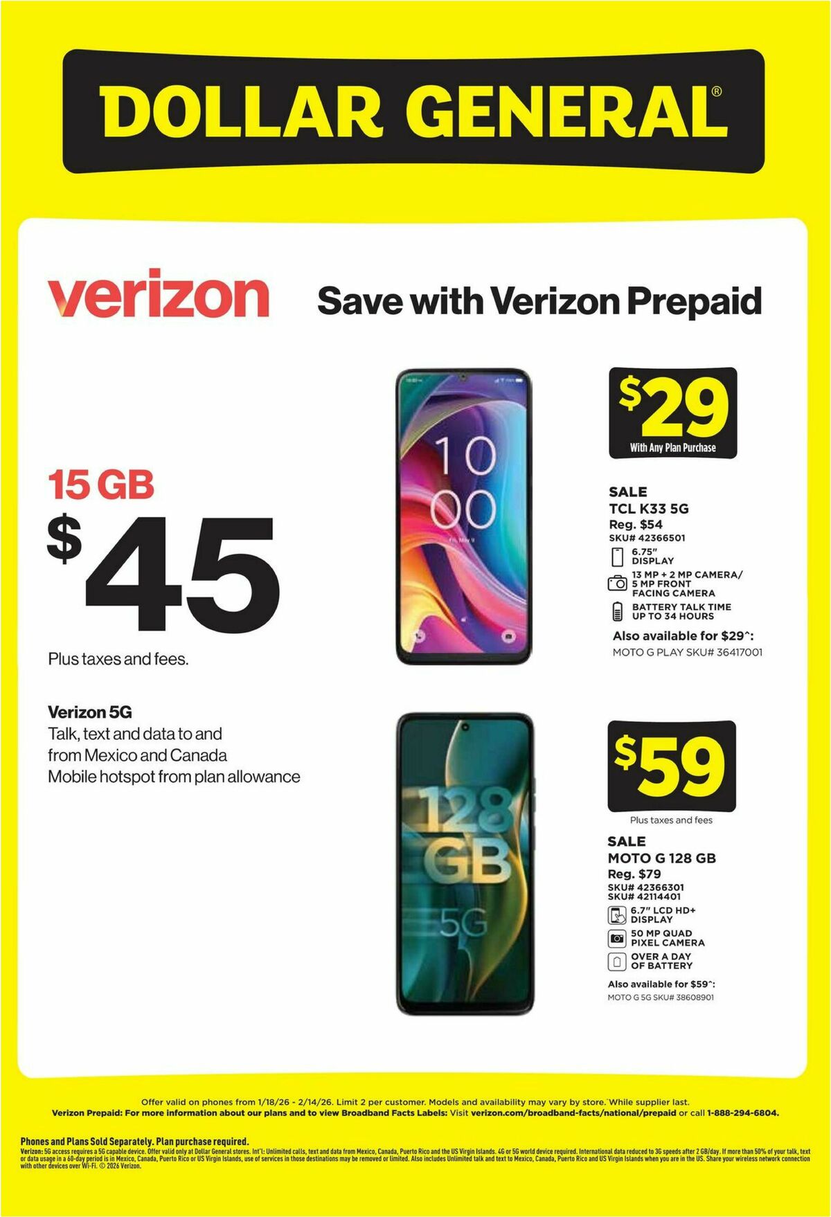 Dollar General Wireless Deals Weekly Ad from January 18