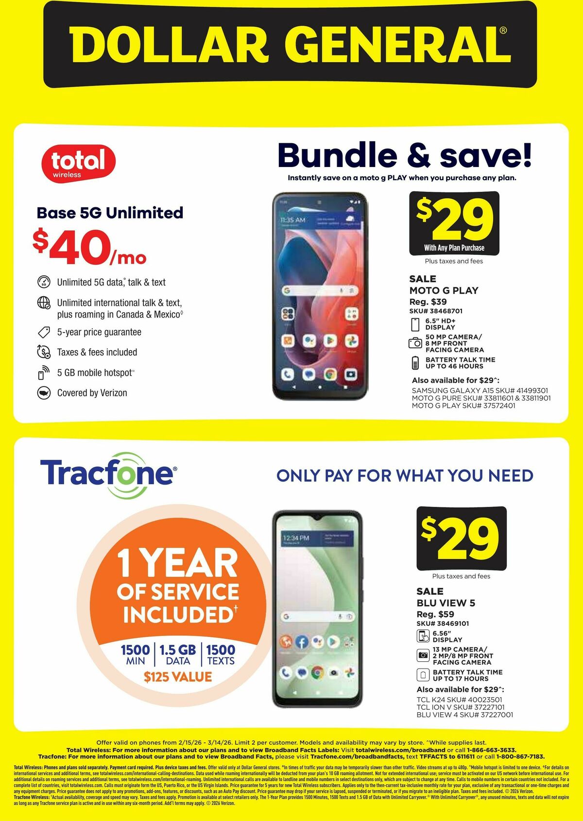 Dollar General Wireless Deals Weekly Ad from February 15
