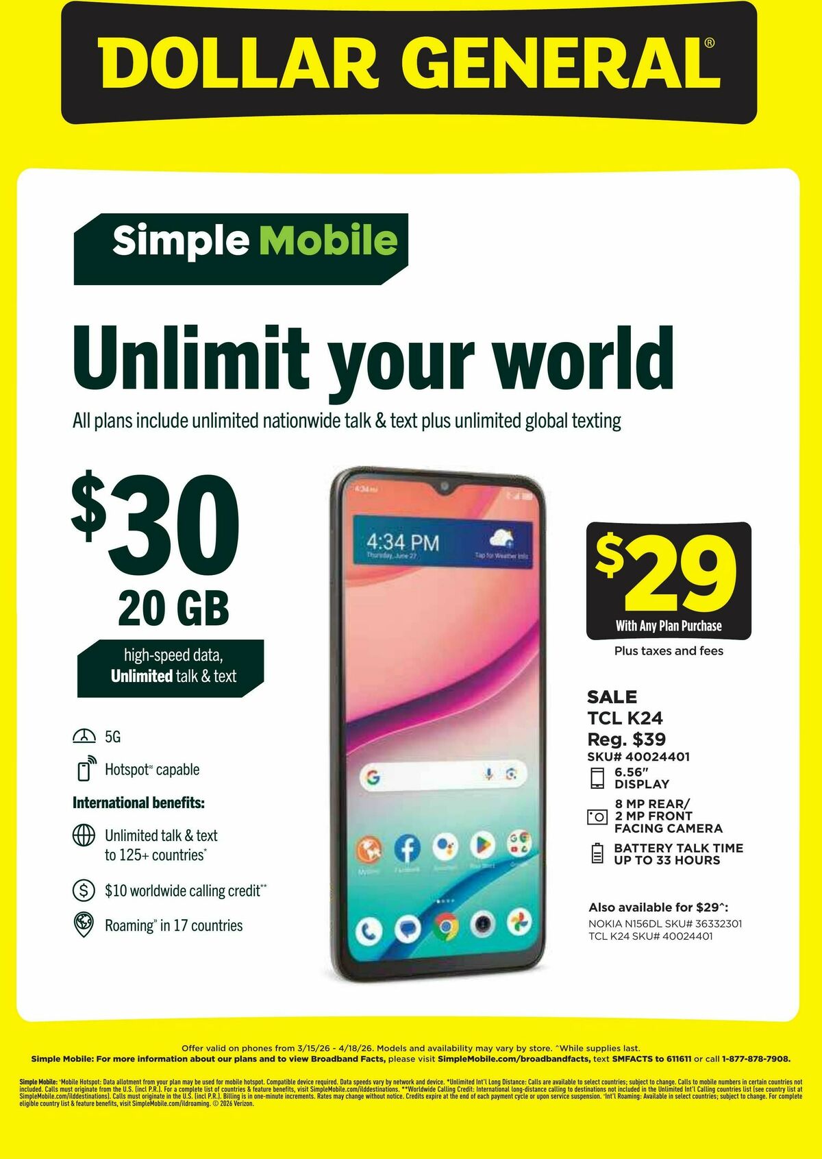 Dollar General Wireless Deals Weekly Ad from March 15