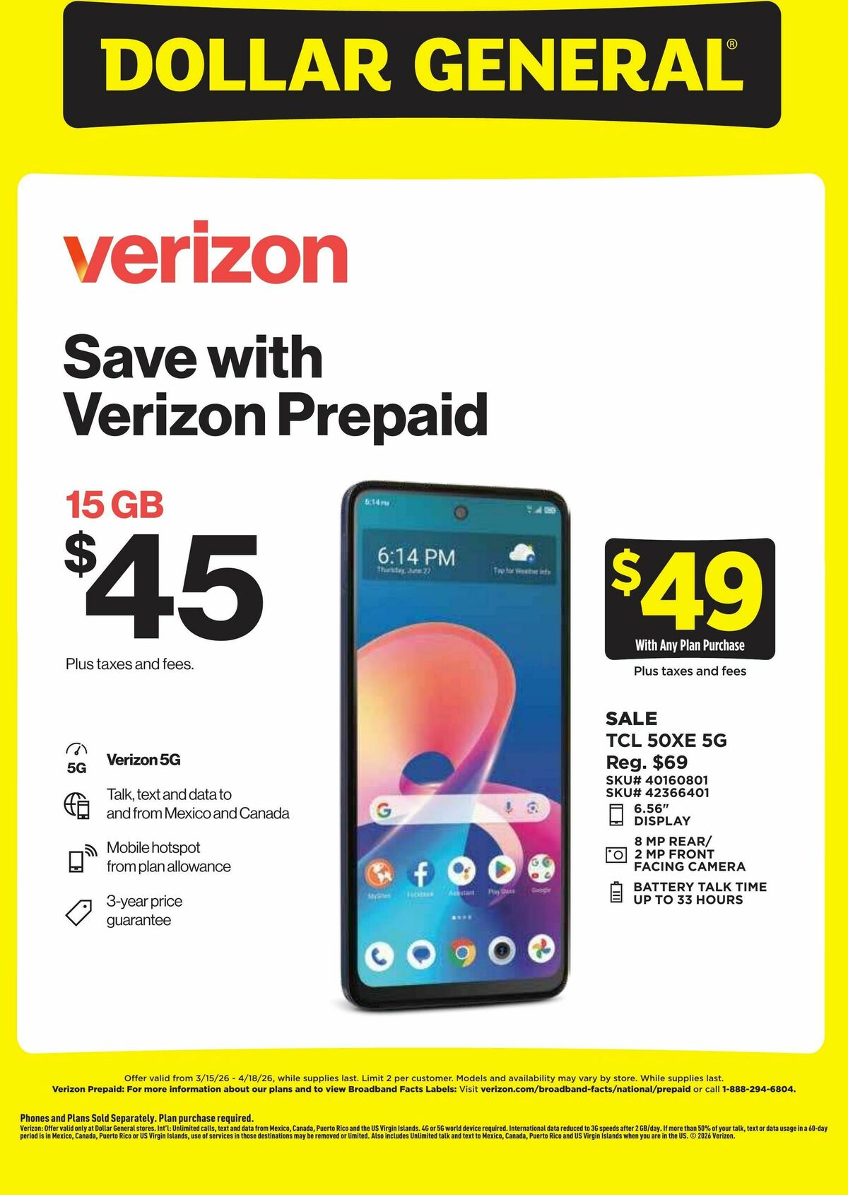 Dollar General Wireless Deals Weekly Ad from March 15