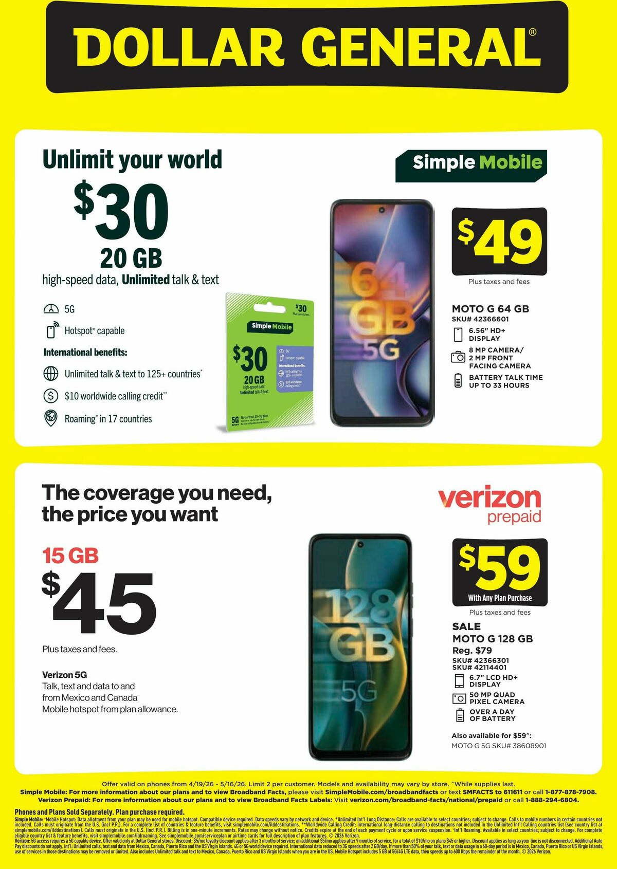 Dollar General Wireless Deals Weekly Ad from April 19