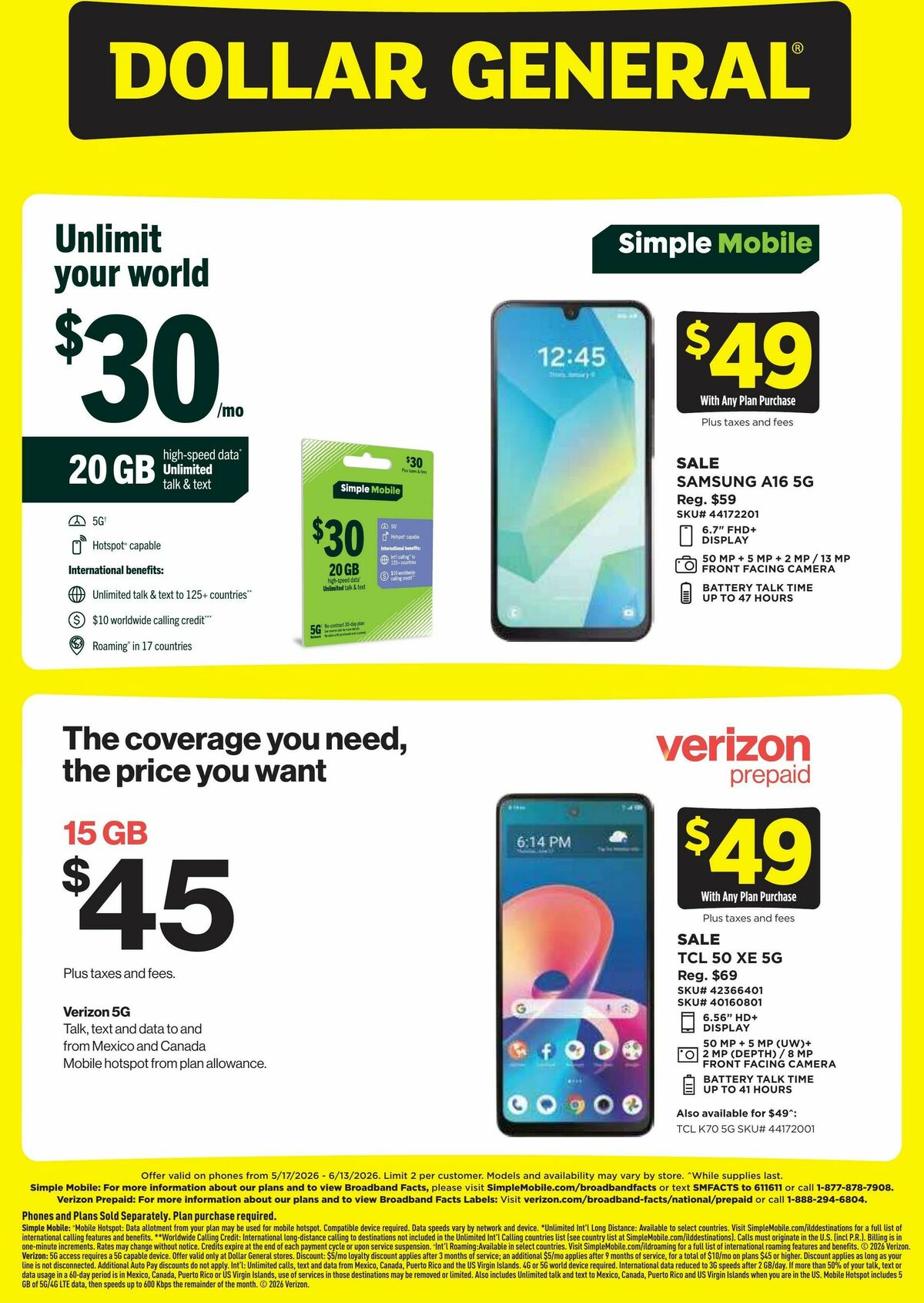 Dollar General Wireless Deals Weekly Ad from May 17