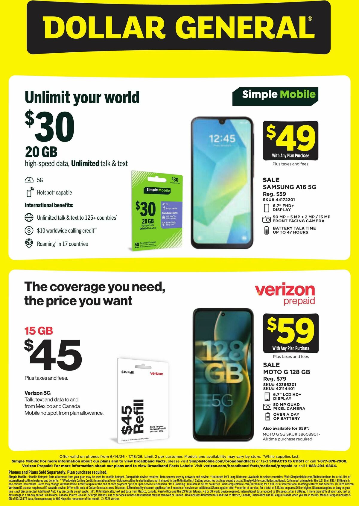 Dollar General Wireless Deals Weekly Ad from June 14