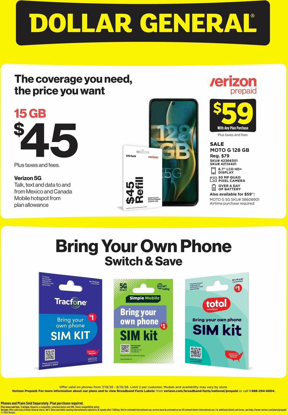Dollar General Wireless Deals Weekly Ad from July 19