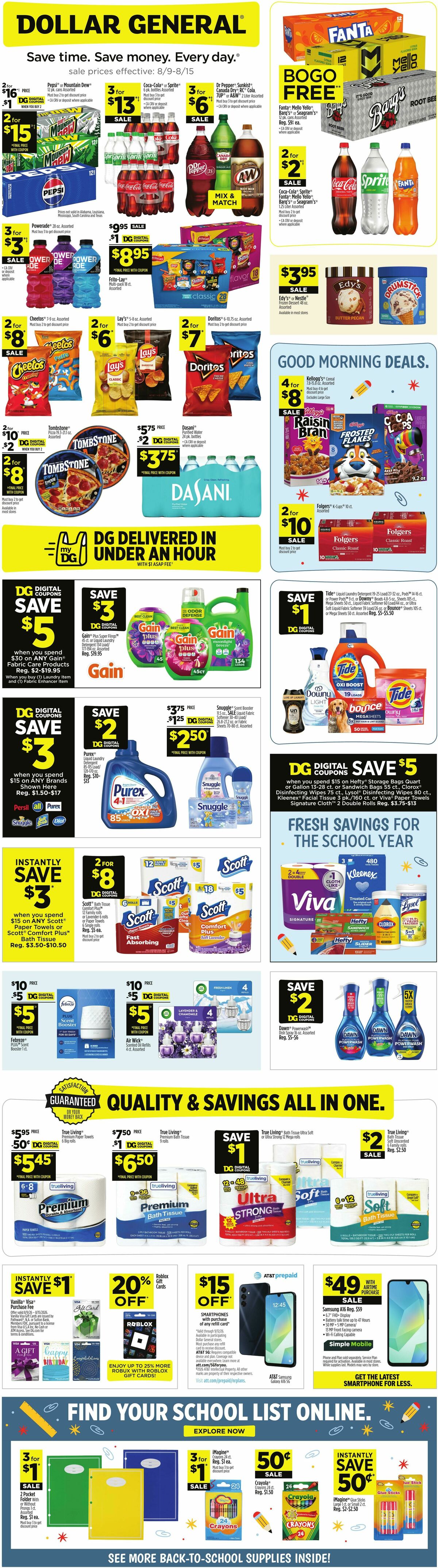 Dollar General Weekly Ad from August 9