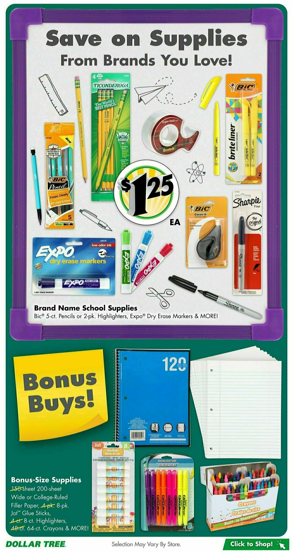 Dollar Tree Back to School Lookbook Weekly Ad from July 5