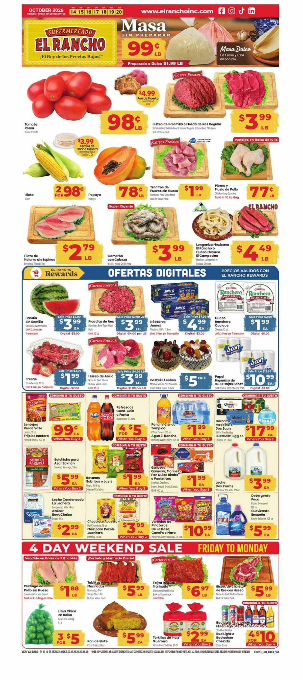 El Rancho Weekly Ad from October 14