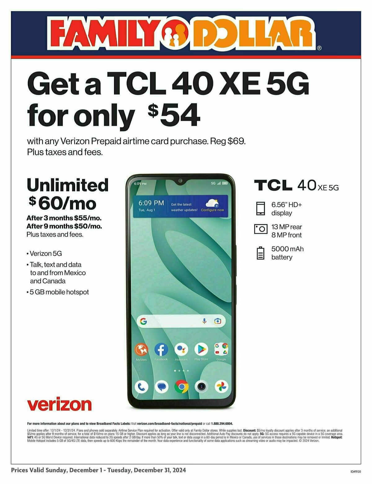 Family Dollar Verizon & Tracfone Weekly Ad from December 1