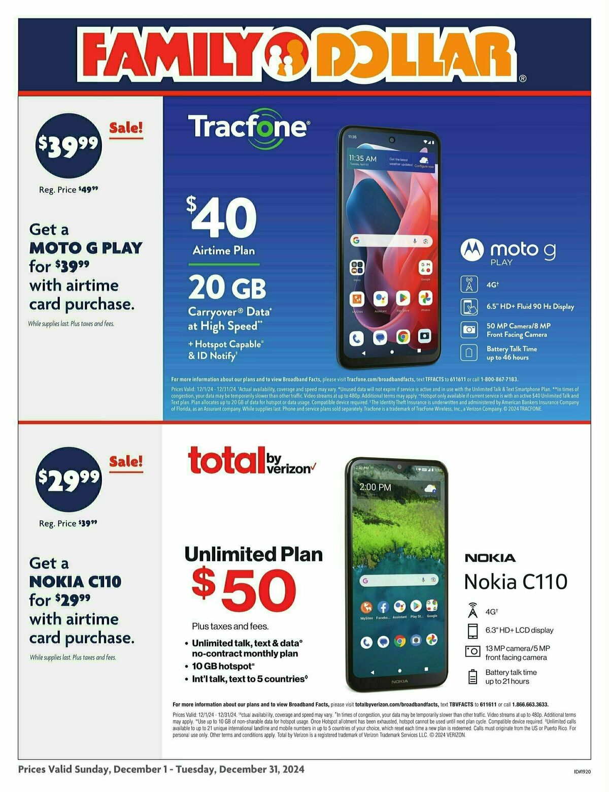 Family Dollar Verizon & Tracfone Weekly Ad from December 1