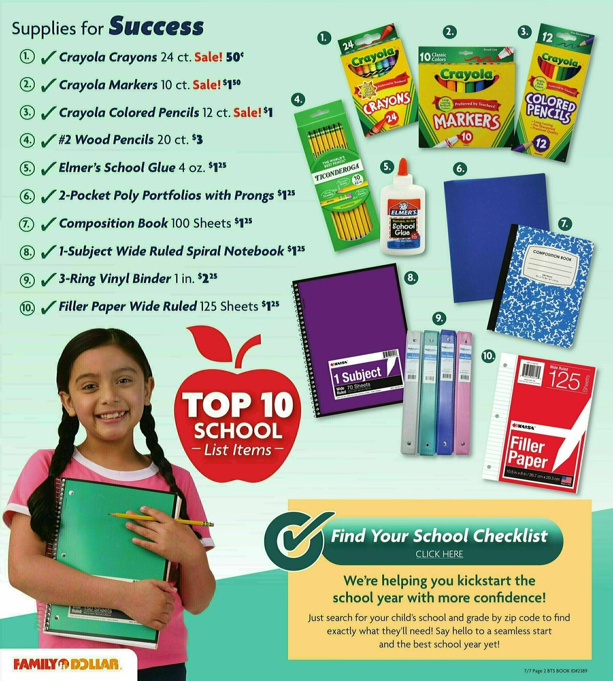 Family Dollar Back To School Book Weekly Ad from July 7