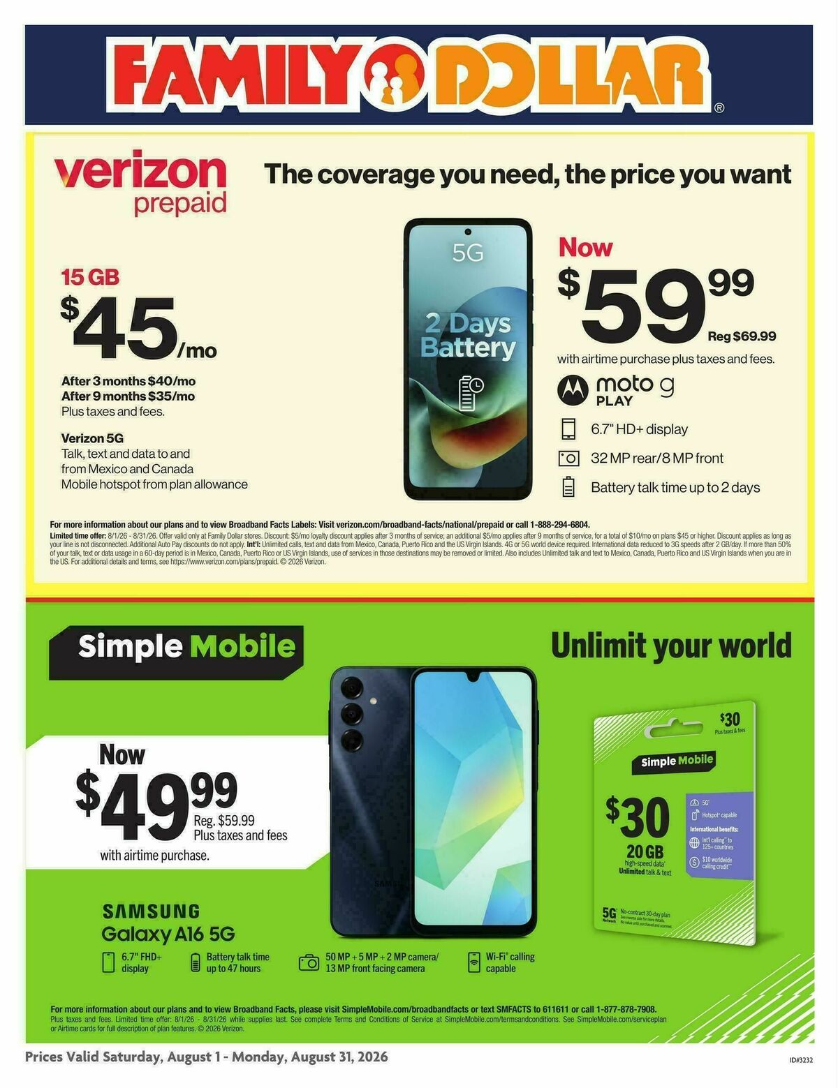 Family Dollar Phone Ad Weekly Ad from August 1