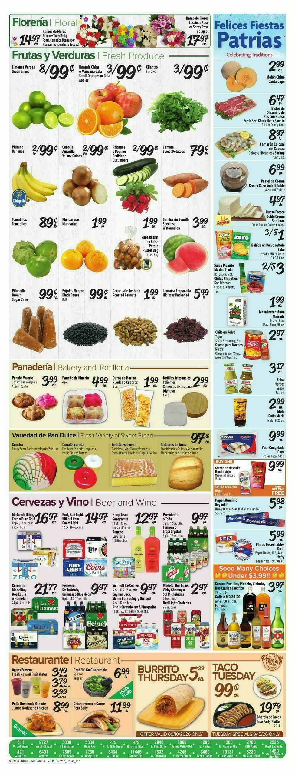 Fiesta Mart Weekly Ad from September 9