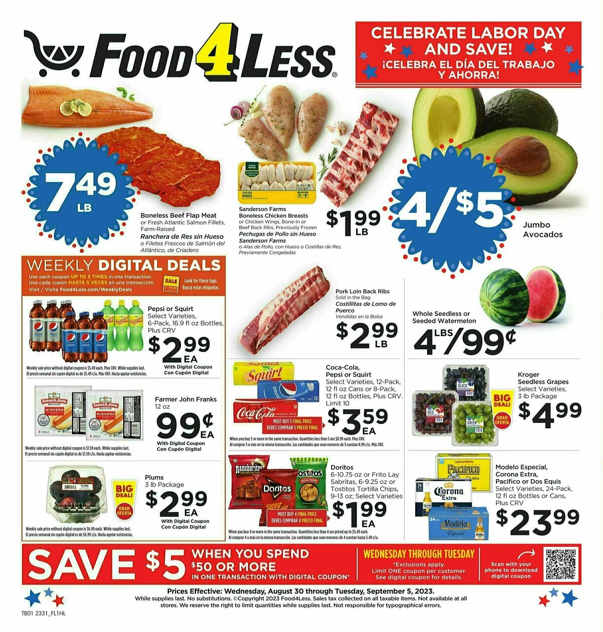 Food 4 Less Weekly Ad from August 30