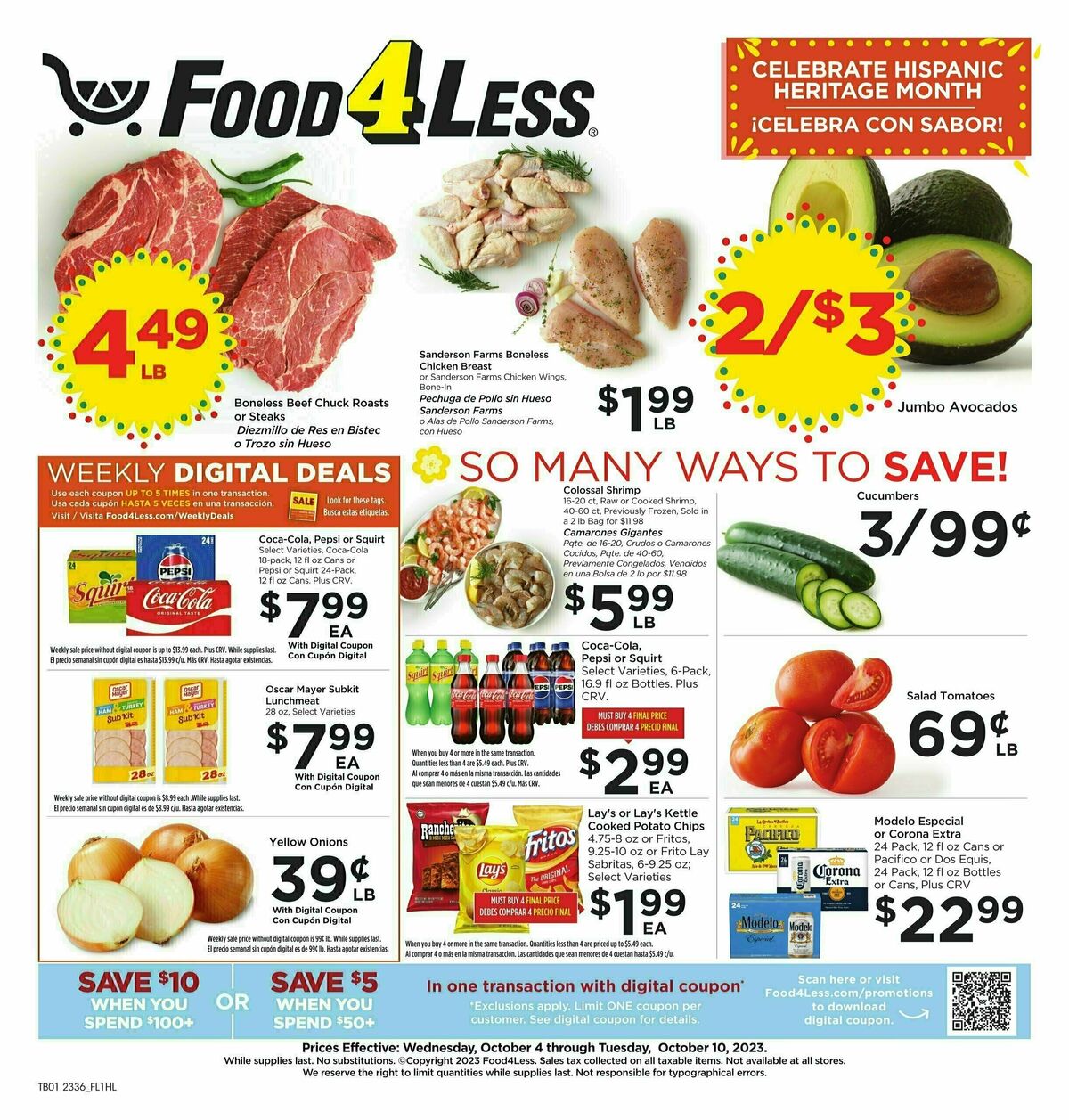 Food 4 Less Weekly Ad from October 4