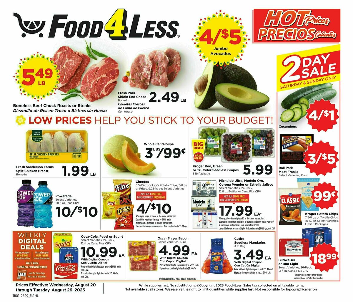 Food 4 Less Weekly Ad from August 20