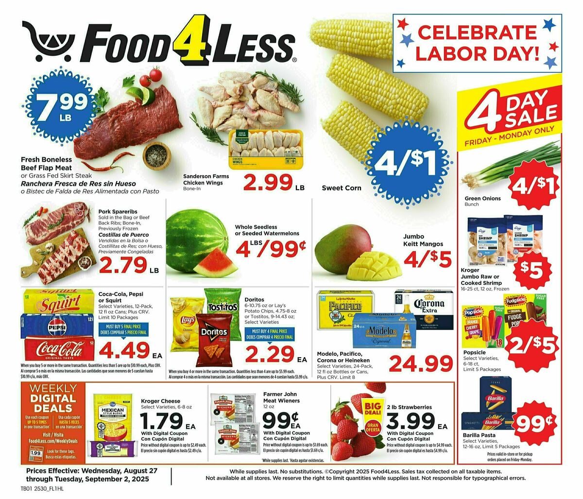 Food 4 Less Weekly Ad from August 27