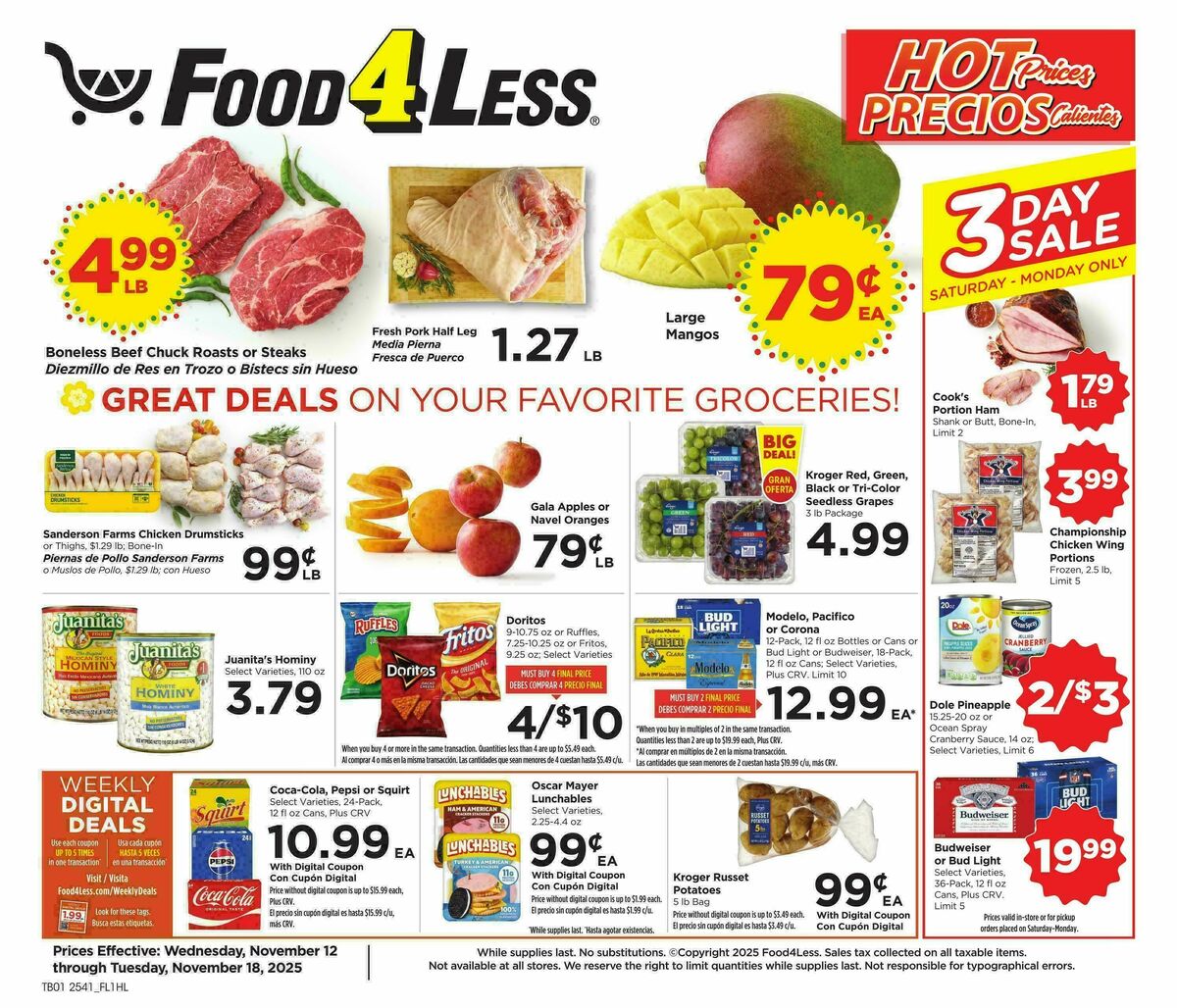 Food 4 Less Weekly Ad from November 12