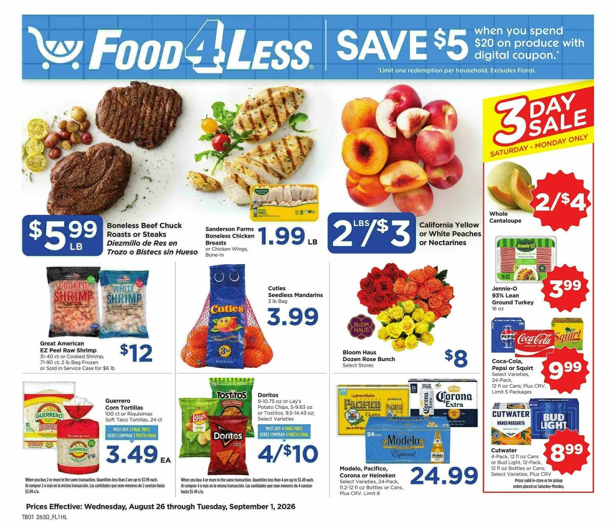 Food 4 Less Weekly Ad from August 26