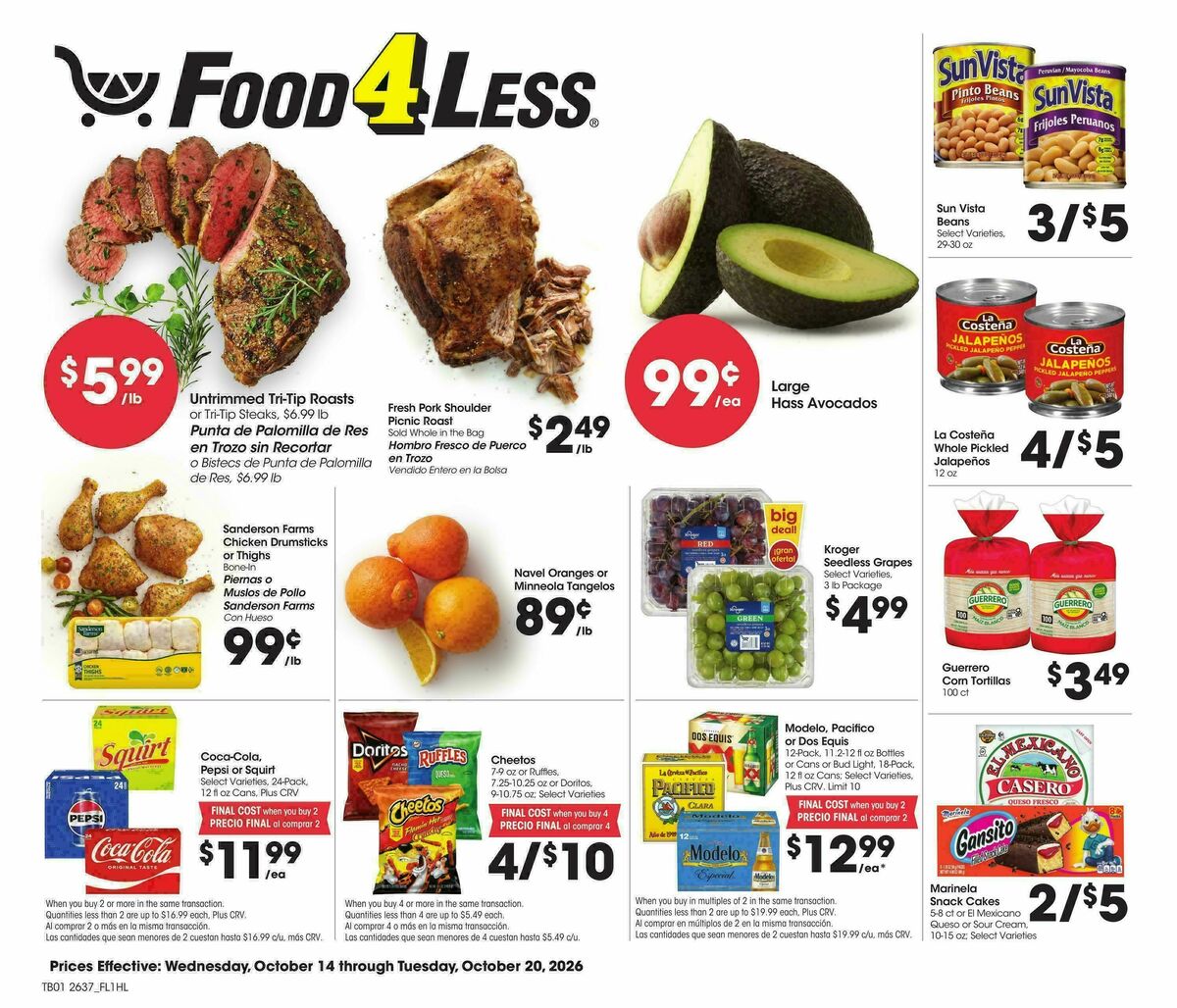Food 4 Less Weekly Ad from October 14