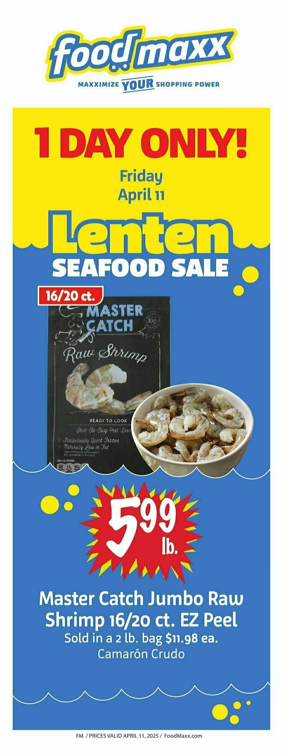 Food Maxx 1-Day Lenten Seafood Sale Weekly Ad from April 7