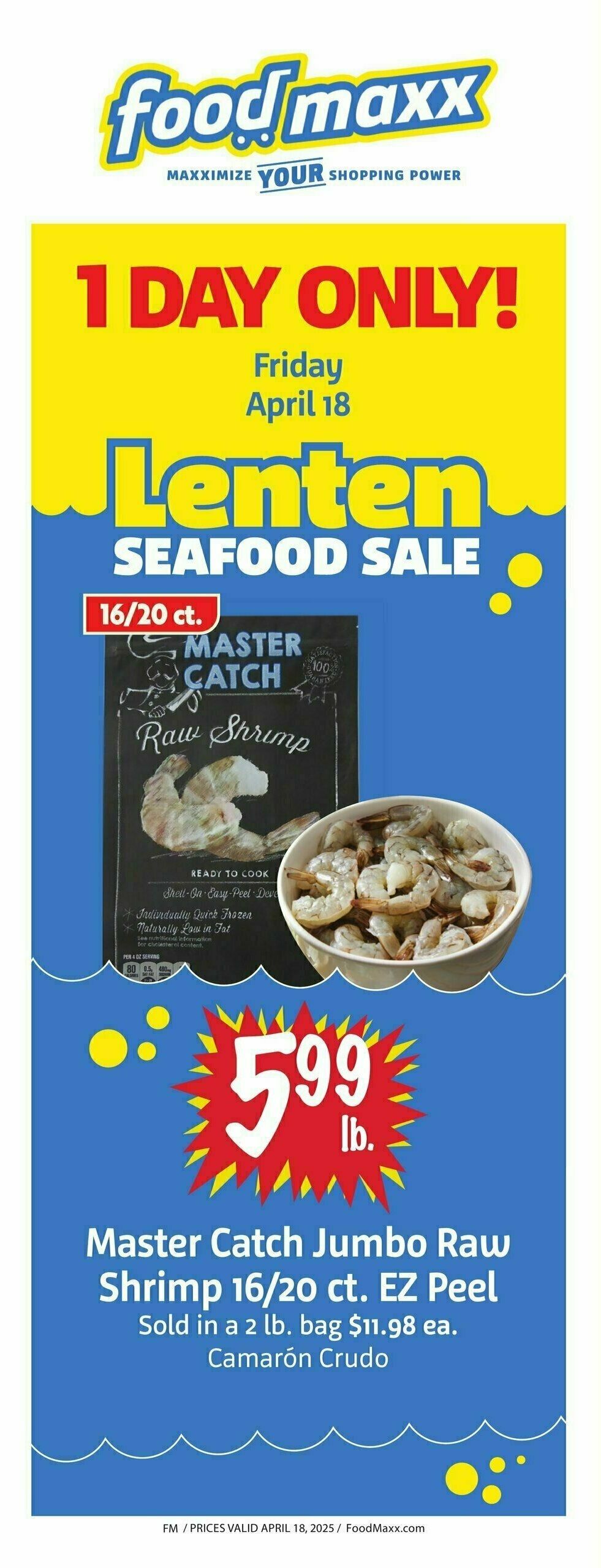 Food Maxx 1-Day Lenten Seafood Sale Weekly Ad from April 18
