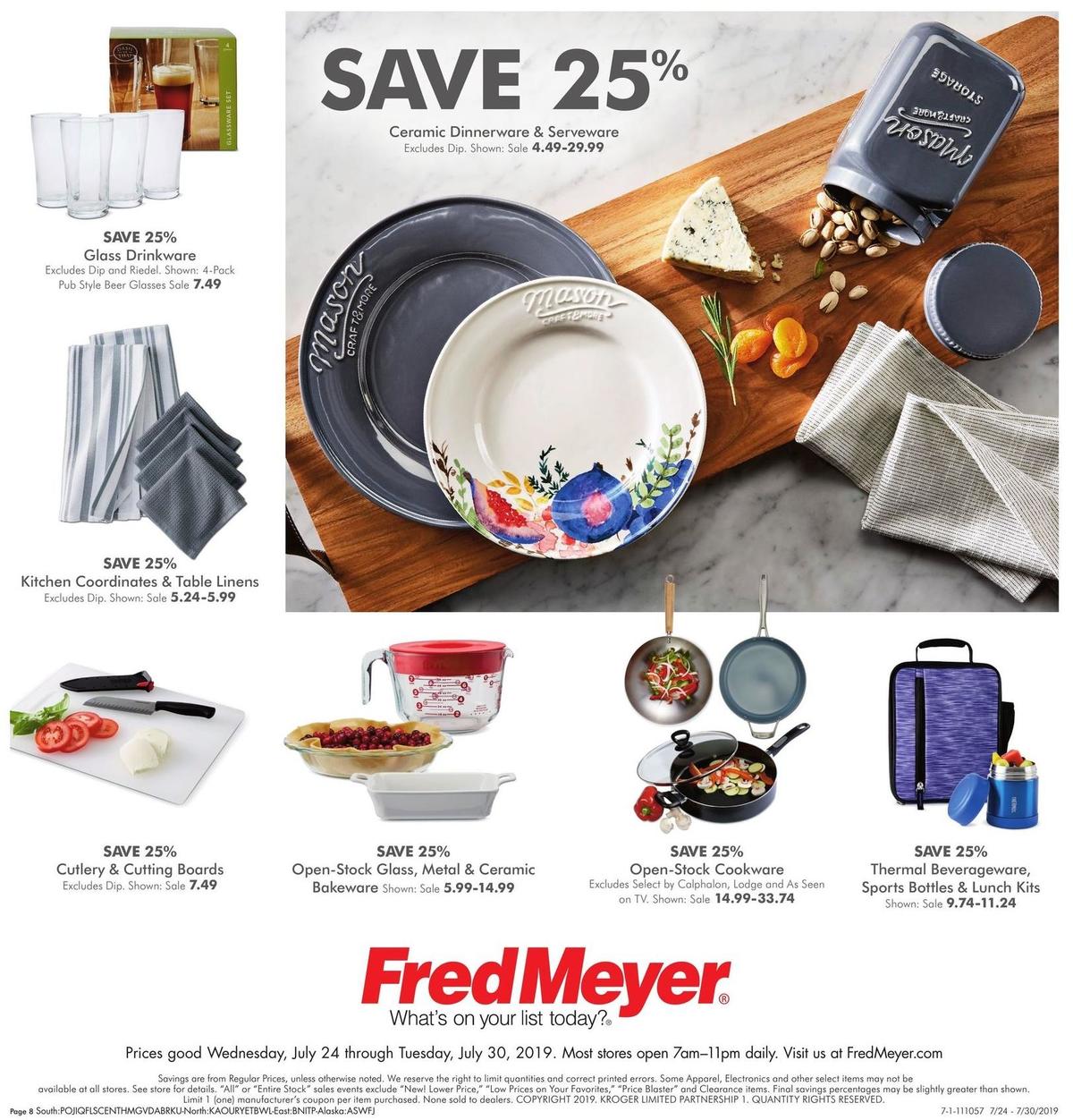 Fred Meyer General Merchandise Weekly Ad from July 24