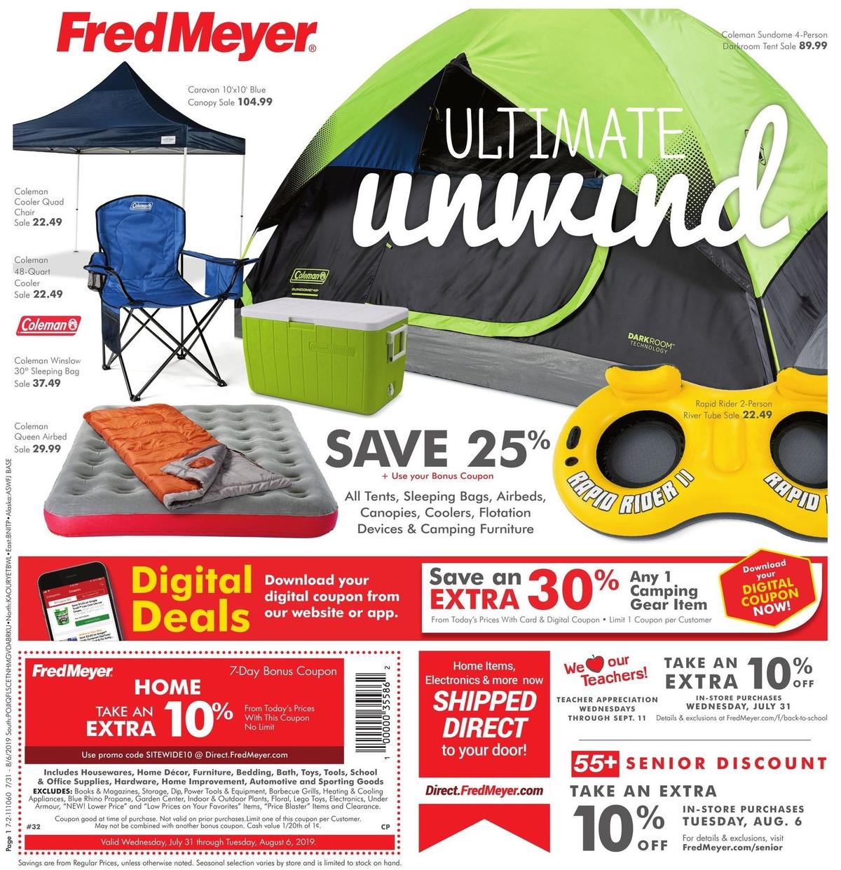 Fred Meyer General Merchandise Weekly Ad from July 31