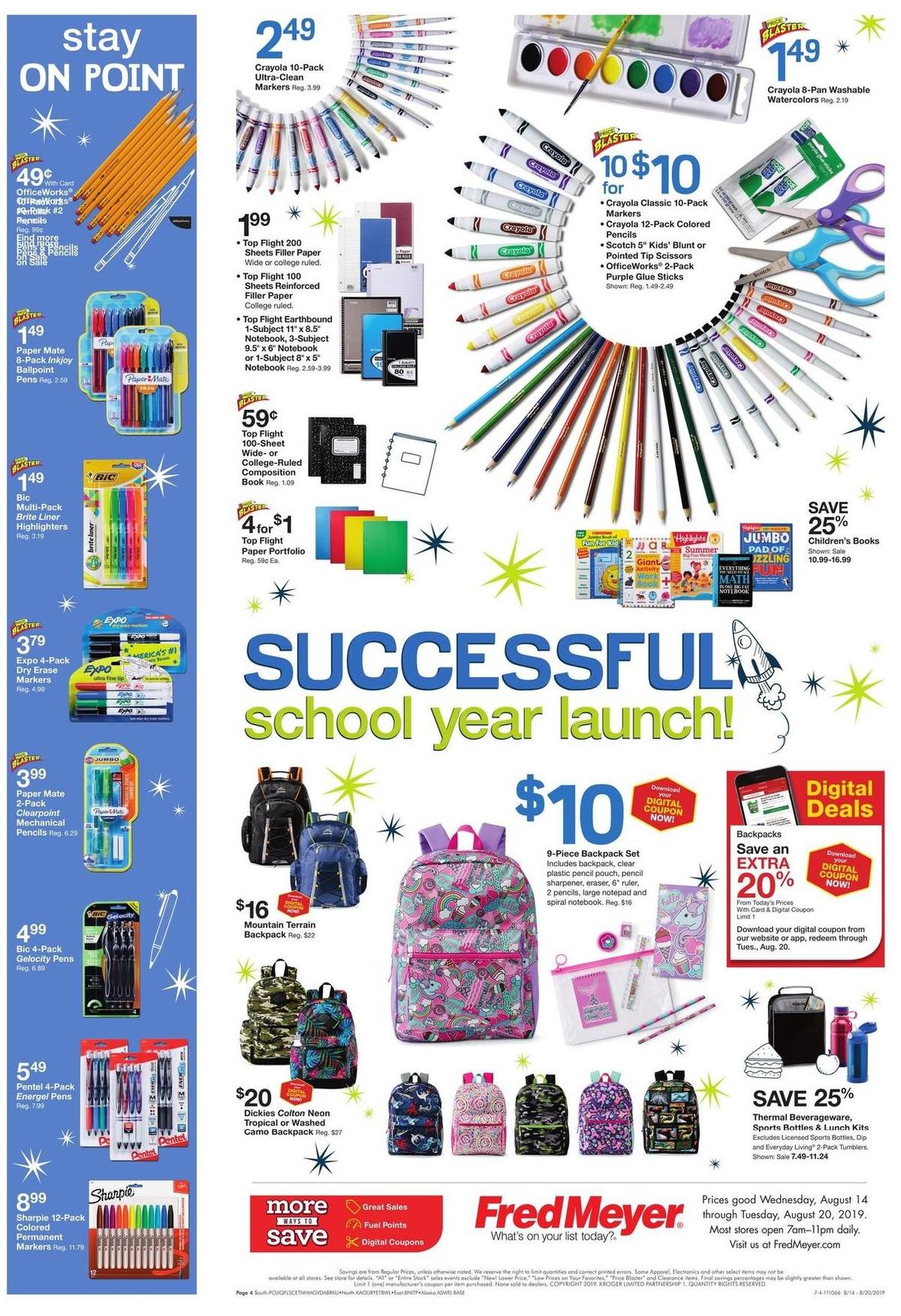 Fred Meyer Back to School Weekly Ad from August 14