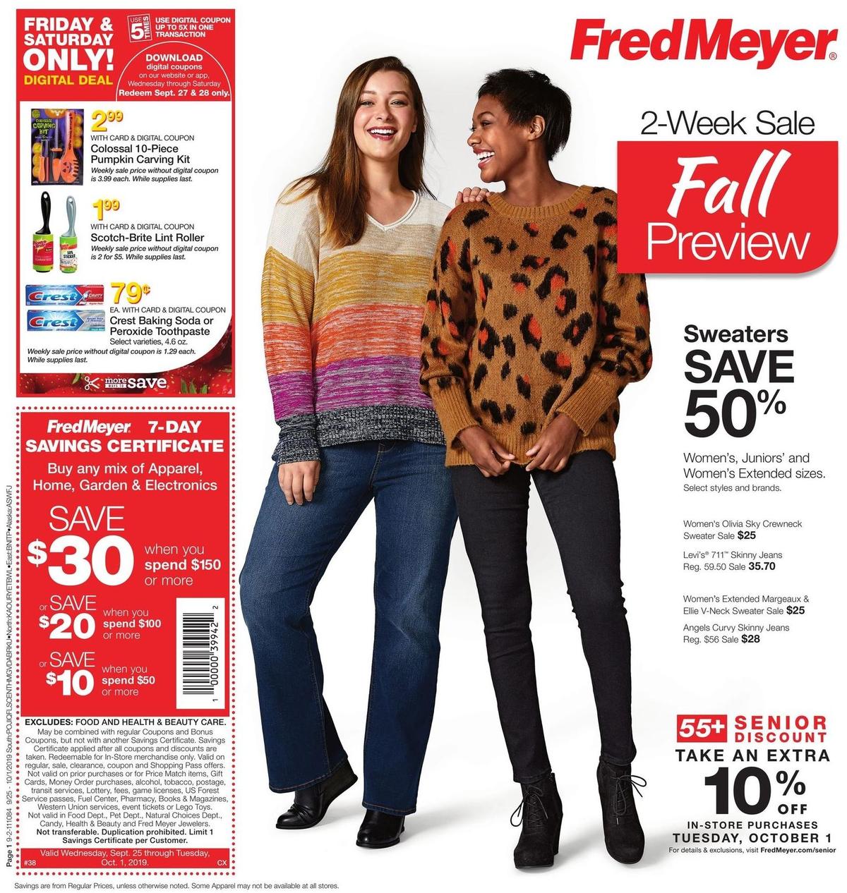 Fred Meyer General Merchandise Weekly Ad from September 25