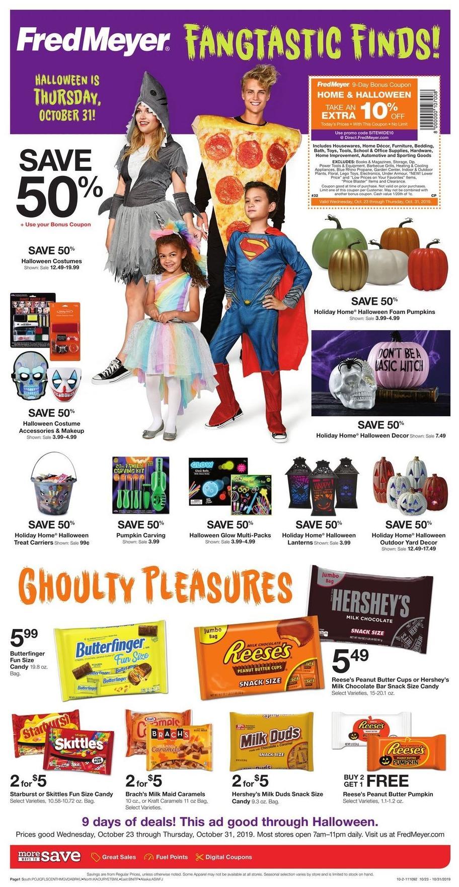 Fred Meyer Halloween Merchandise Weekly Ad from October 23