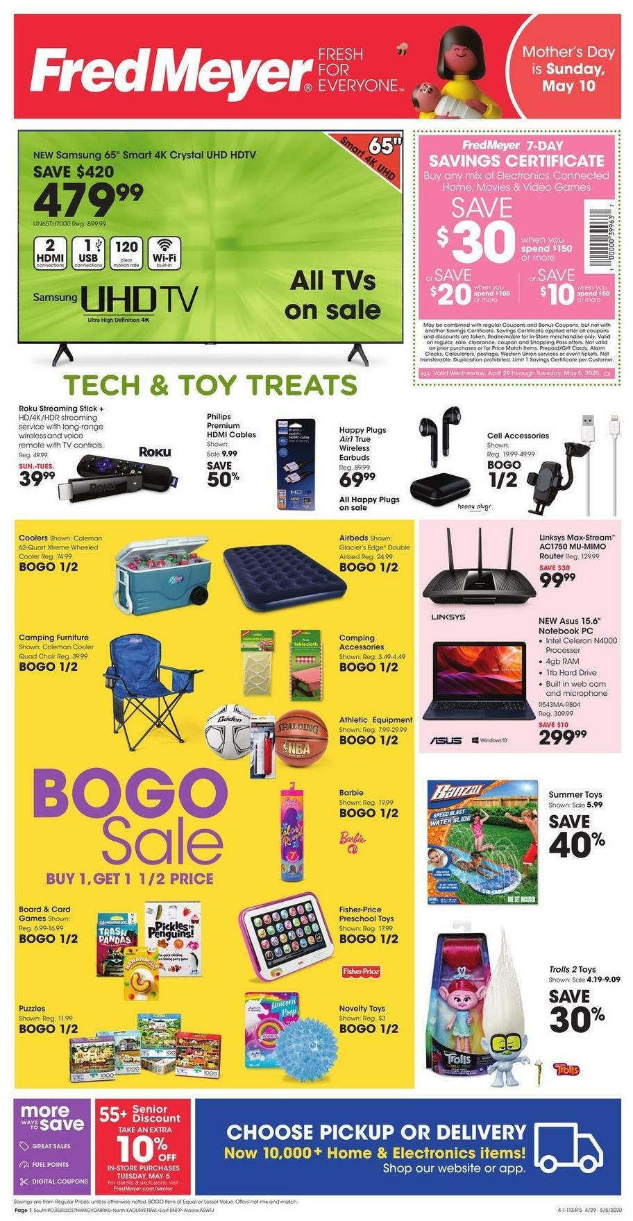 Fred Meyer General Merchandise Weekly Ad from April 29