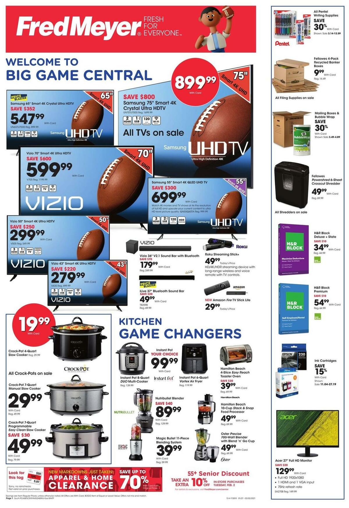 Fred Meyer General Merchandise Weekly Ad from January 27