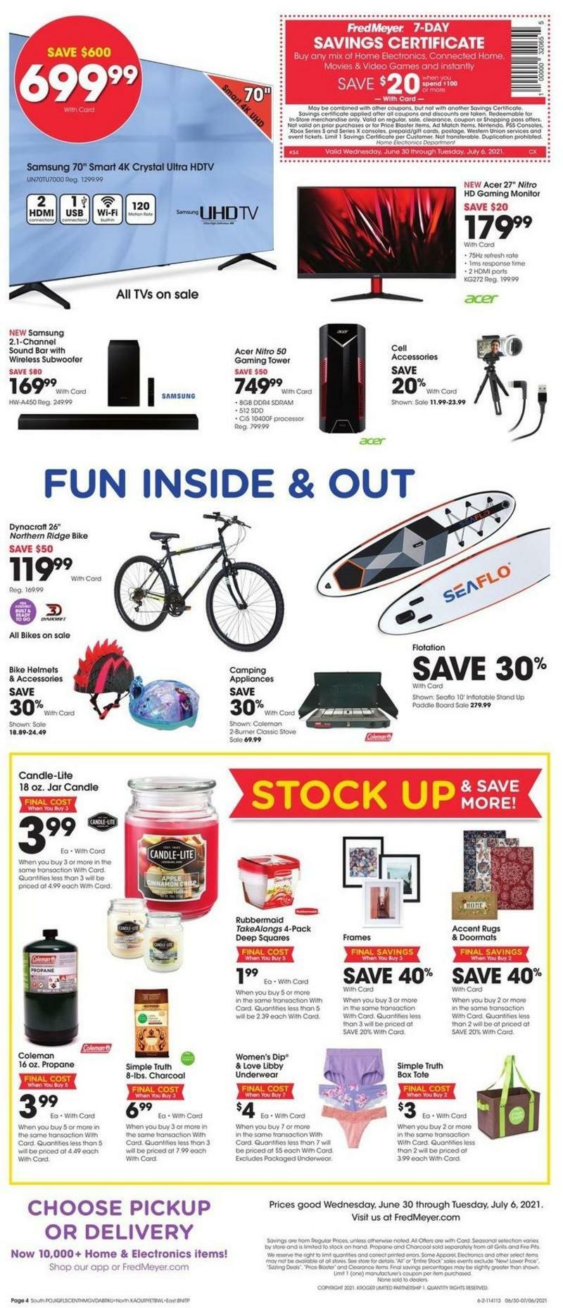 Fred Meyer General Merchandise Weekly Ad from June 30