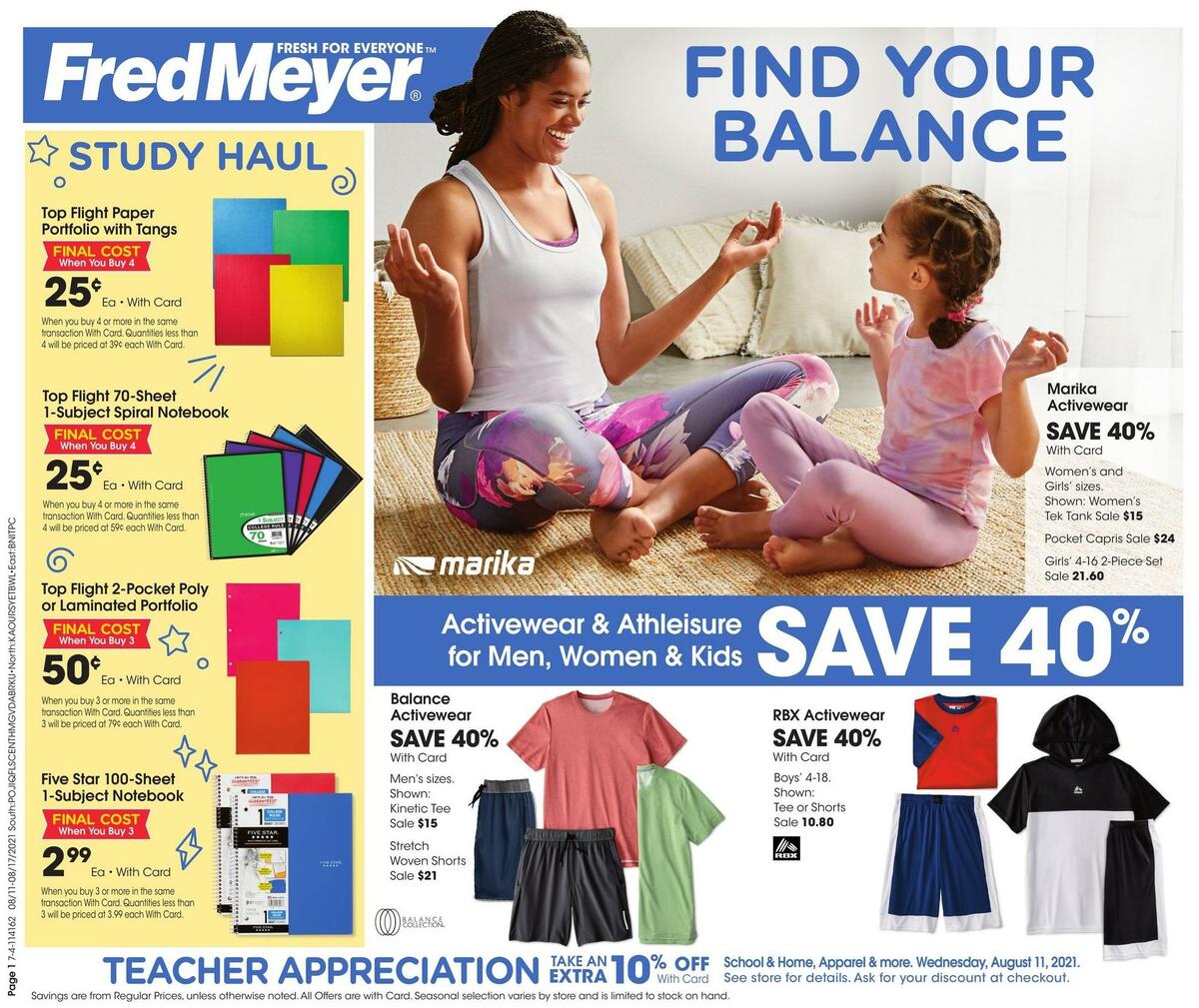 Fred Meyer General Merchandise Weekly Ad from August 11