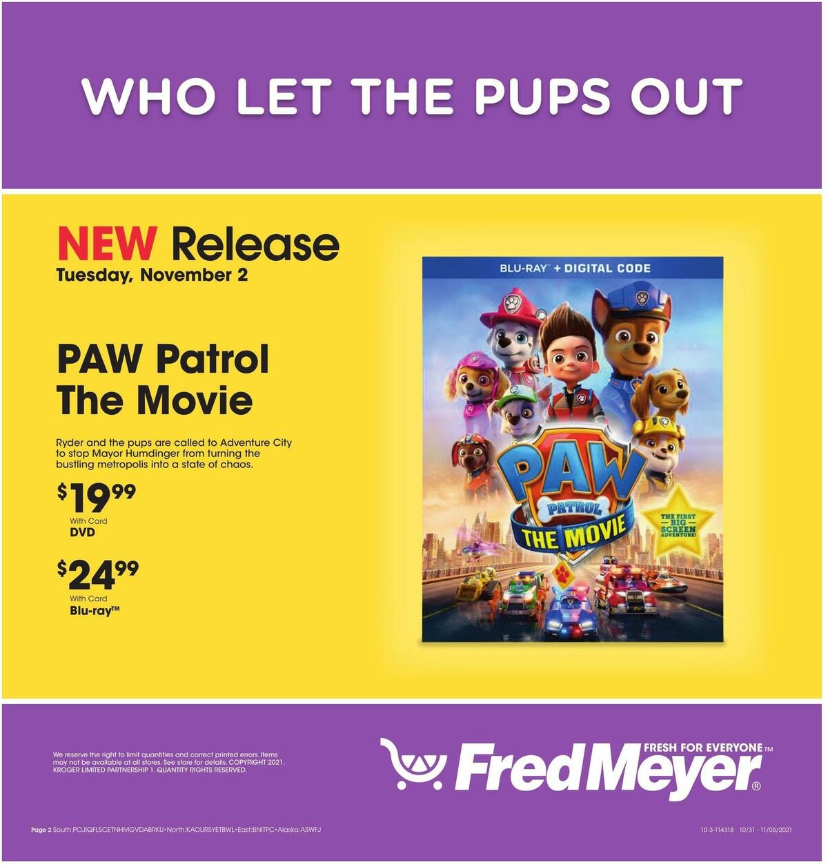 Fred Meyer New Release Weekly Ad from November 2