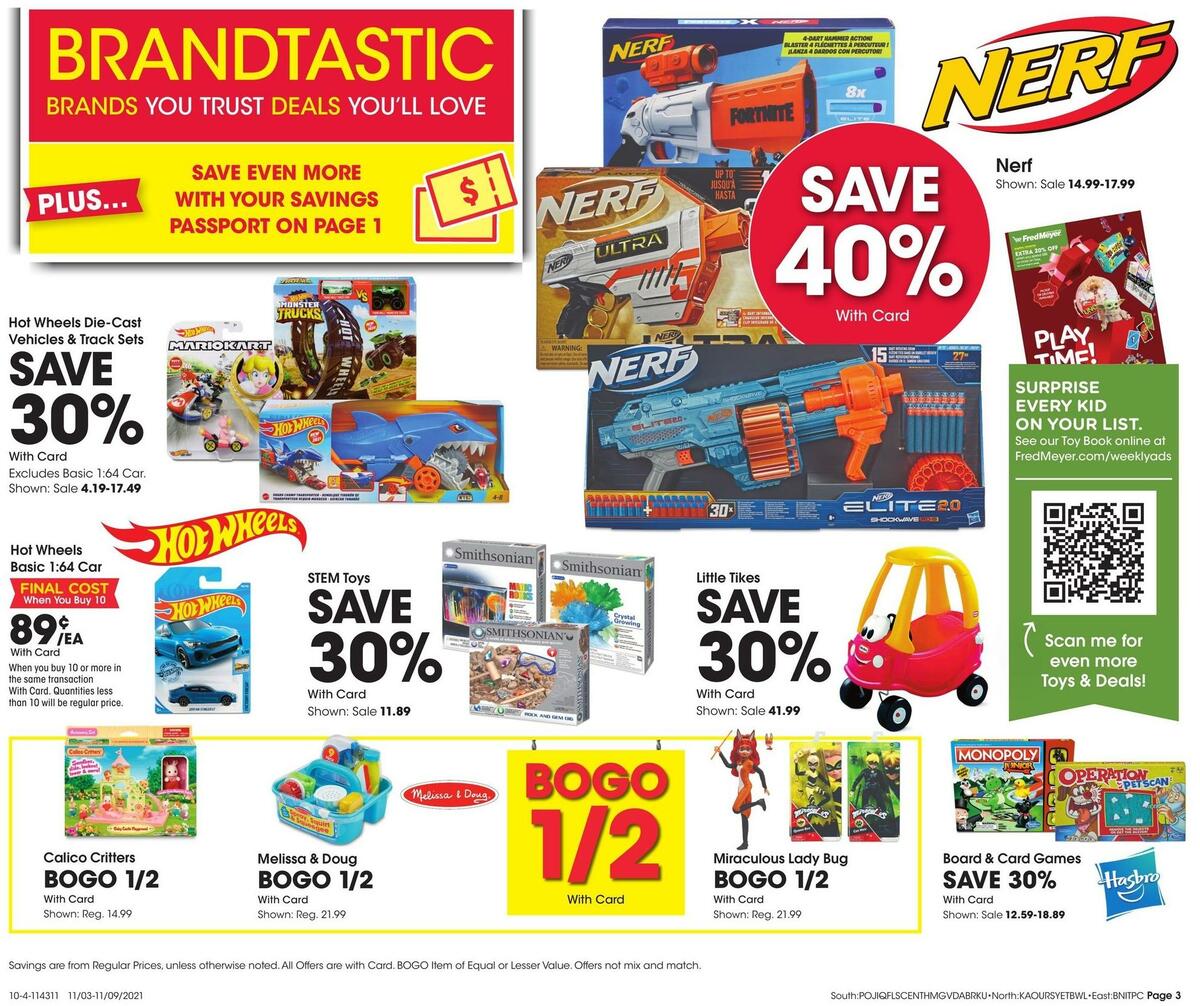 Fred Meyer General Merchandise Weekly Ad from November 3