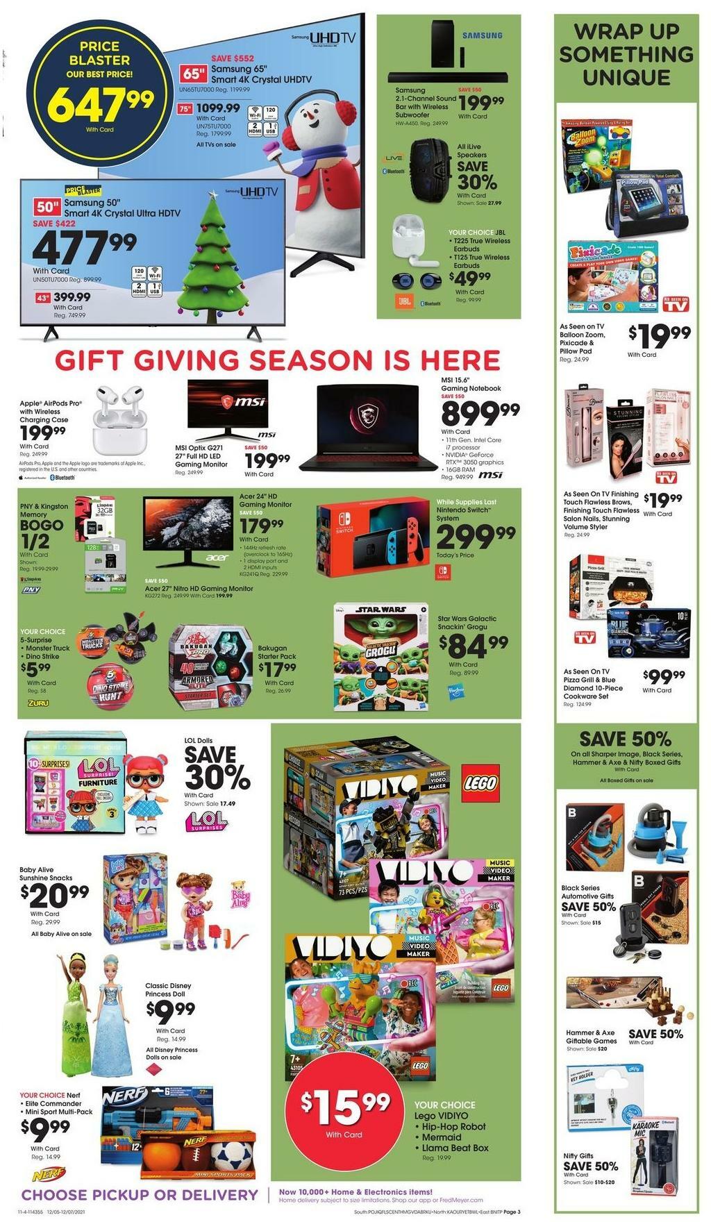 Fred Meyer 3-Day Sale Weekly Ad from December 5