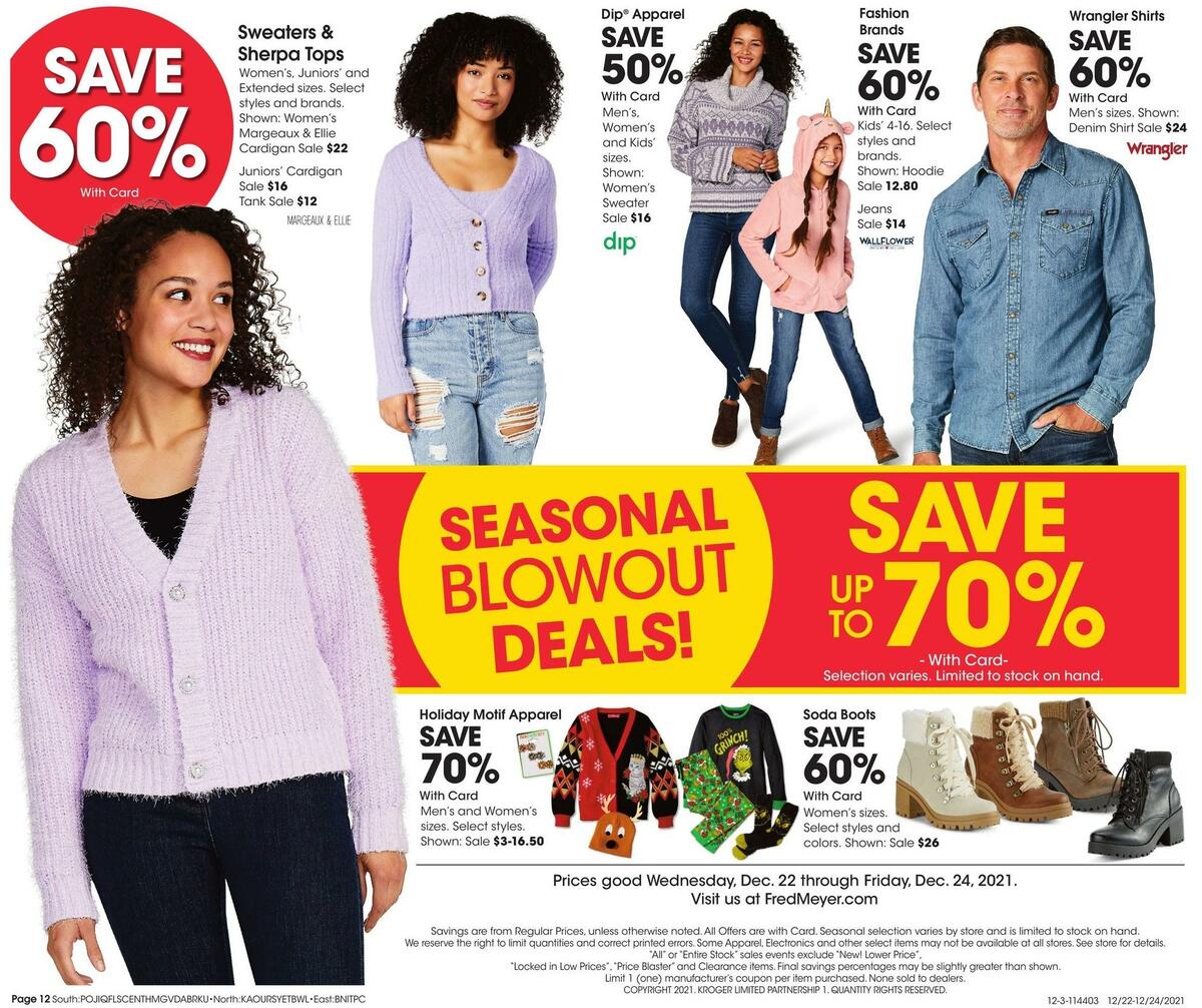 Fred Meyer 3-Day Sale Weekly Ad from December 22