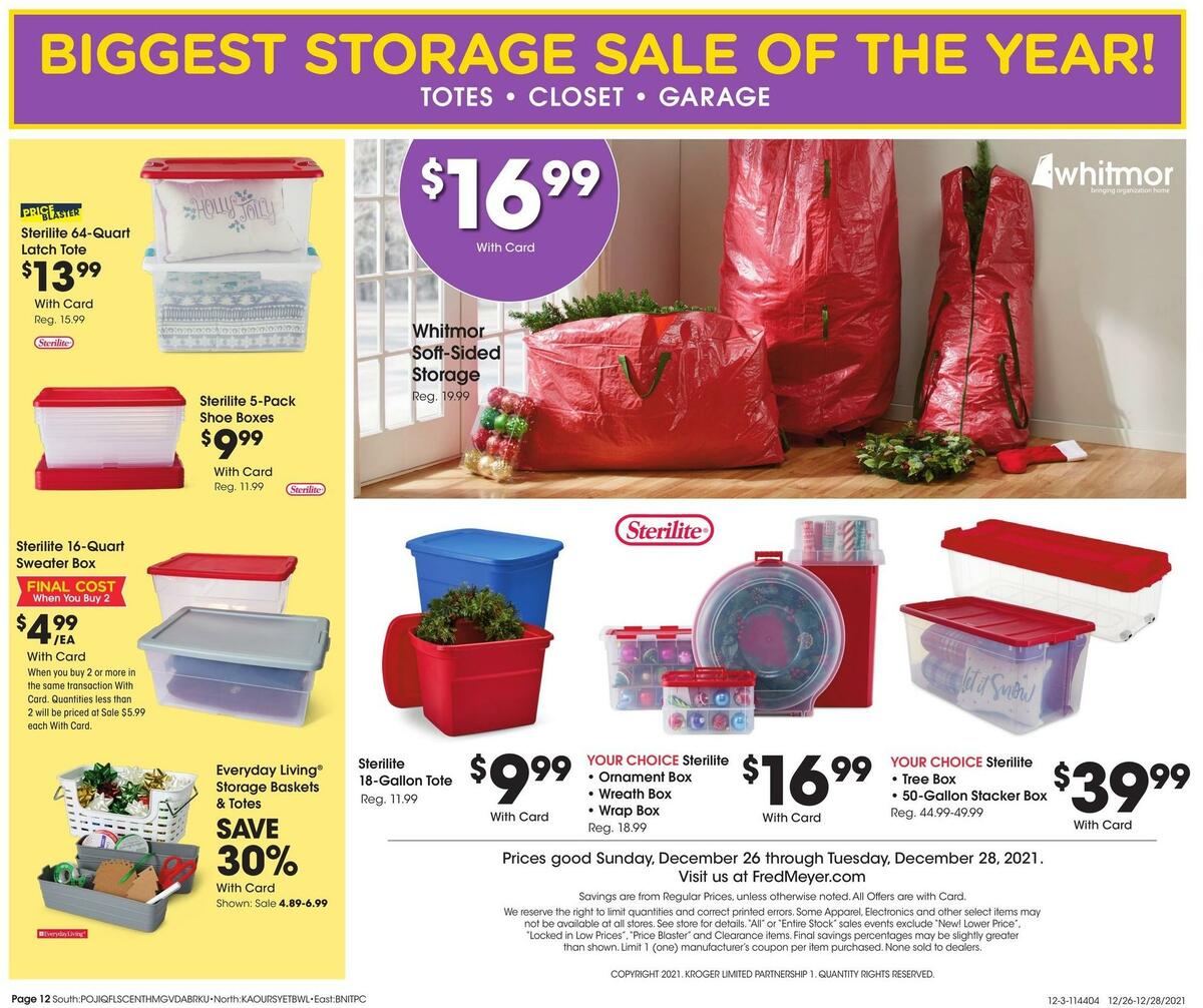 Fred Meyer 3-Day Sale Weekly Ad from December 26