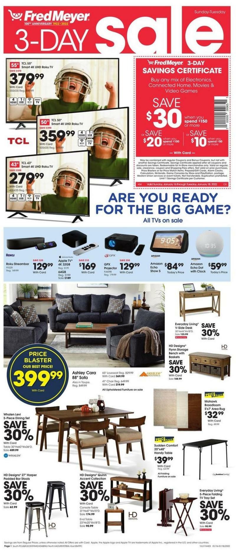 Fred Meyer 3-Day Sale Weekly Ad from January 16
