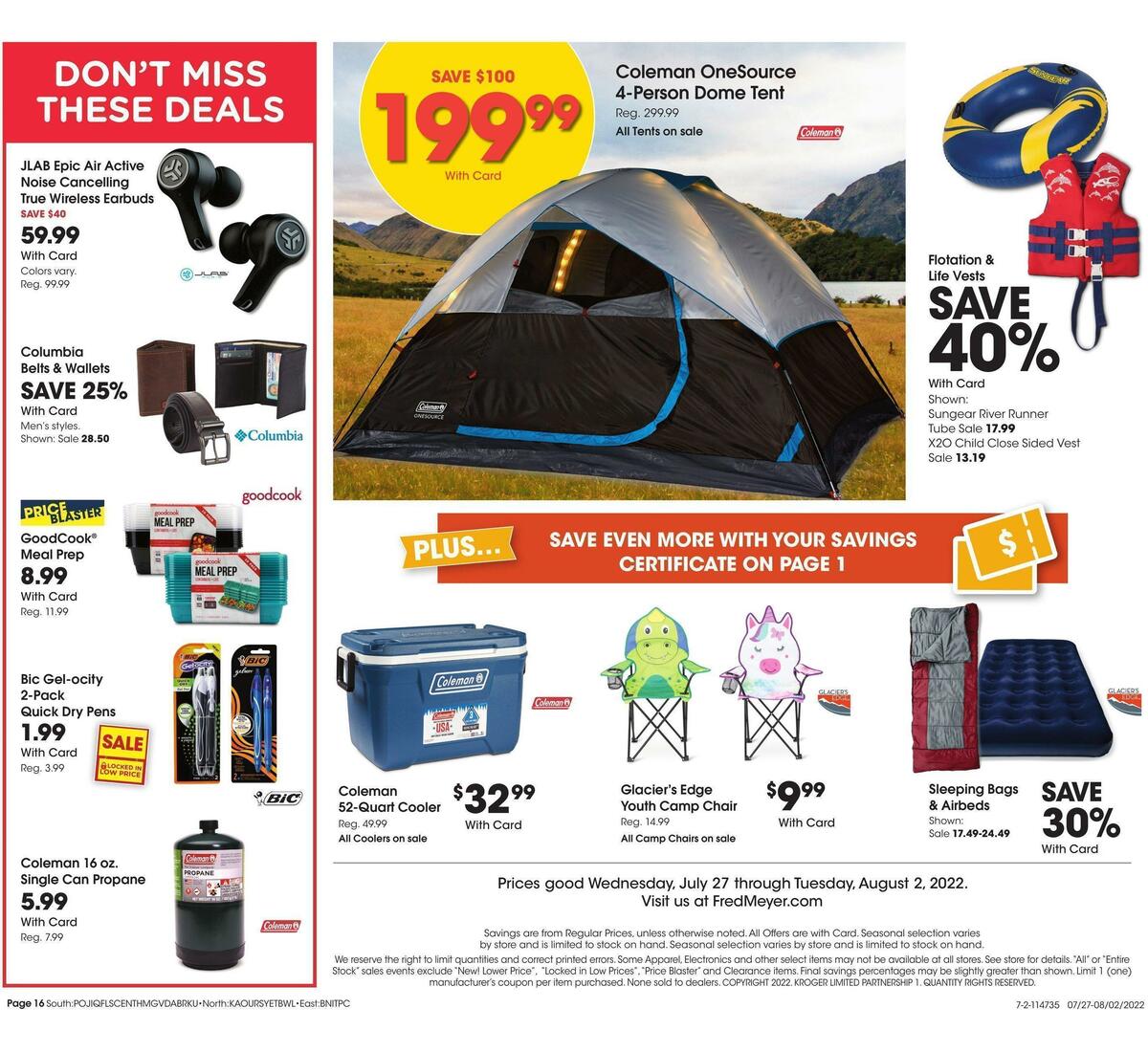 Fred Meyer General Merchandise Weekly Ad from July 27