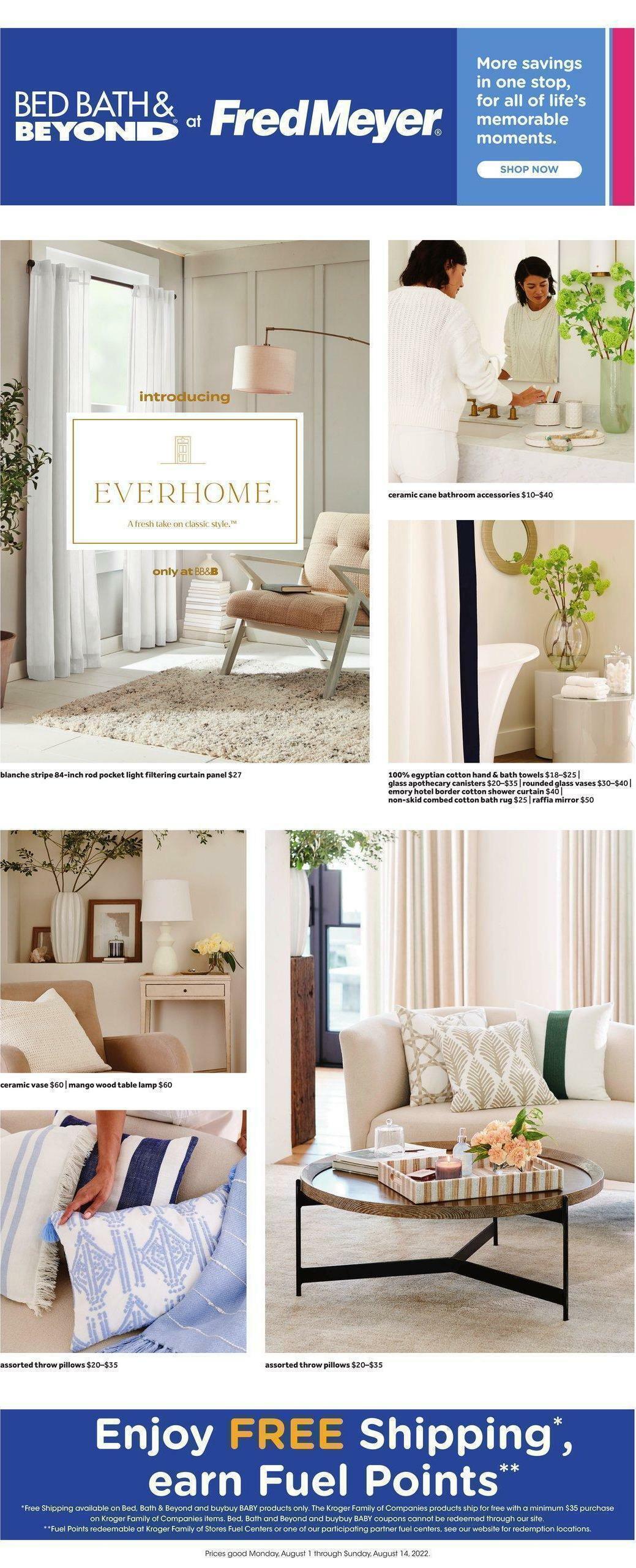 Fred Meyer Bed, Bath & Beyond Weekly Ad from August 1