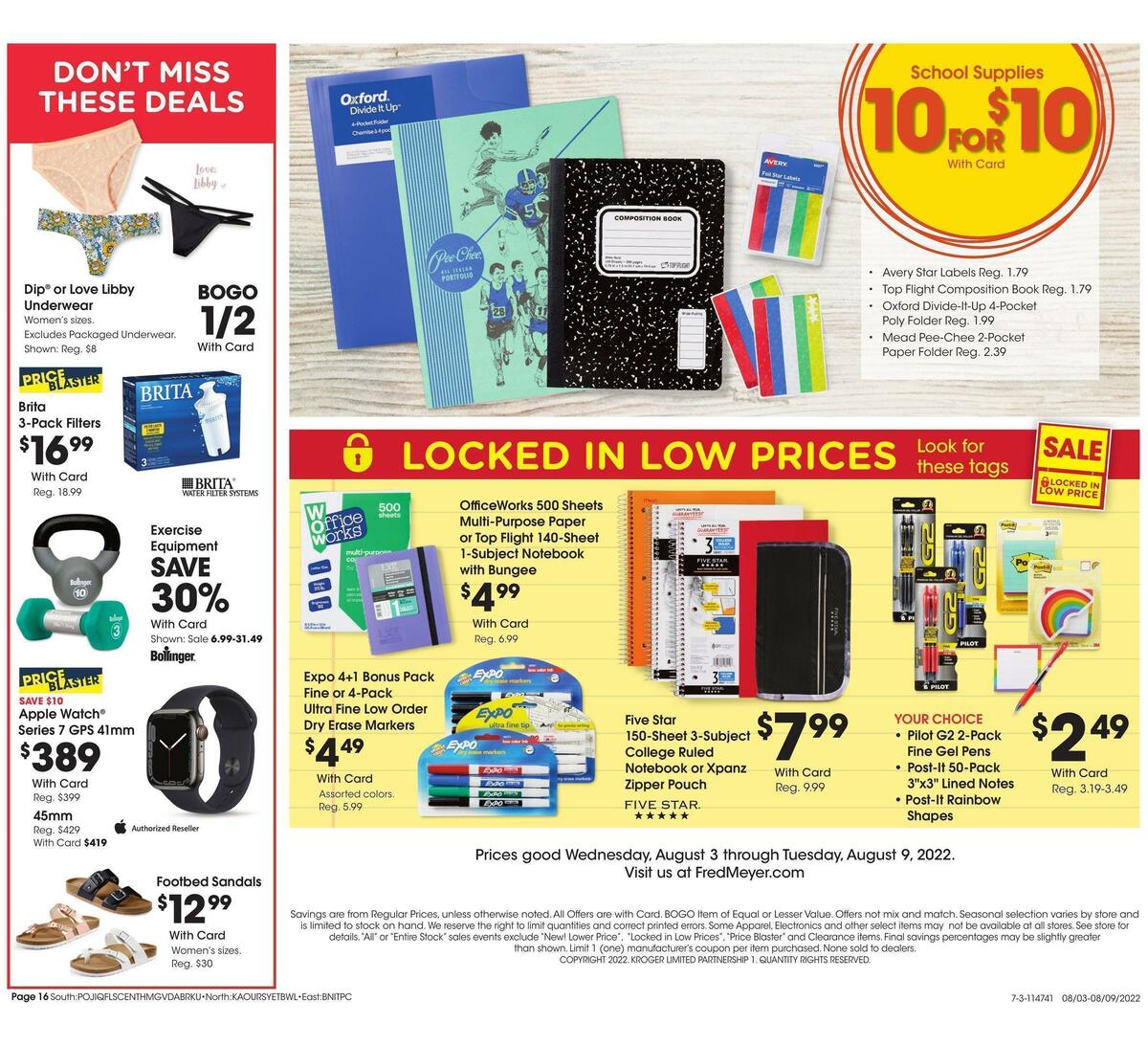 Fred Meyer General Merchandise Weekly Ad from August 3
