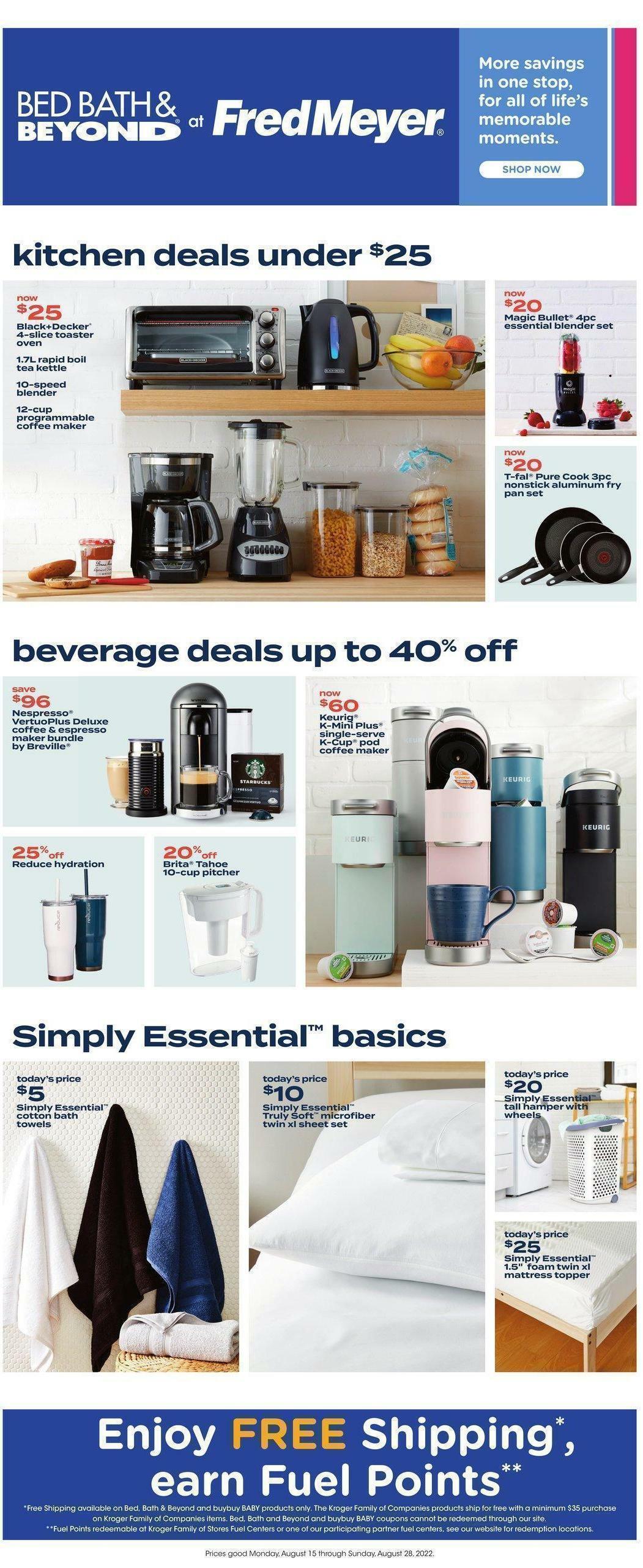 Fred Meyer Bed, Bath & Beyond Weekly Ad from August 15