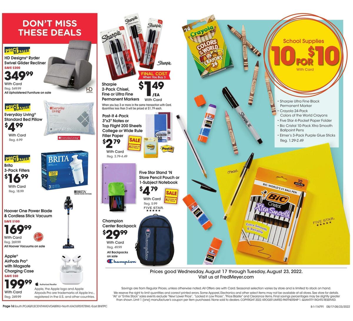 Fred Meyer General Merchandise Weekly Ad from August 17